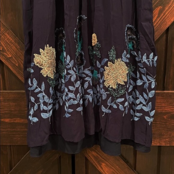 Anthropologie Not So Serious Embroidered Woodvine Swing Dress Size 6 Blue 6410 - Picture 14 of 14